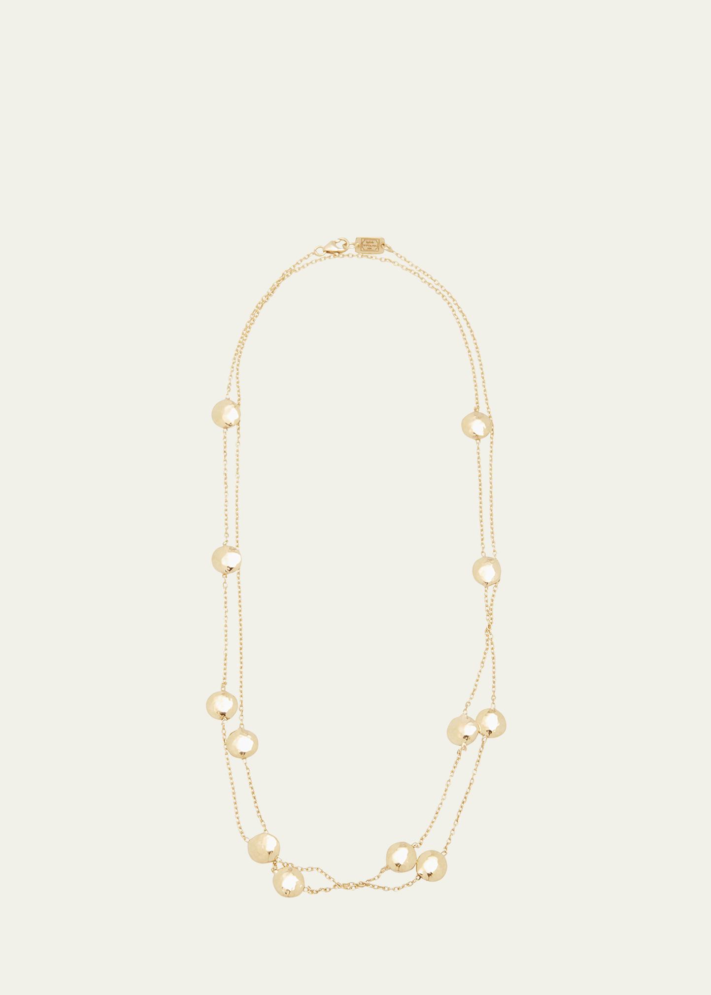 Long Hammered Pinball Layering Necklace in 18K Gold Product Image
