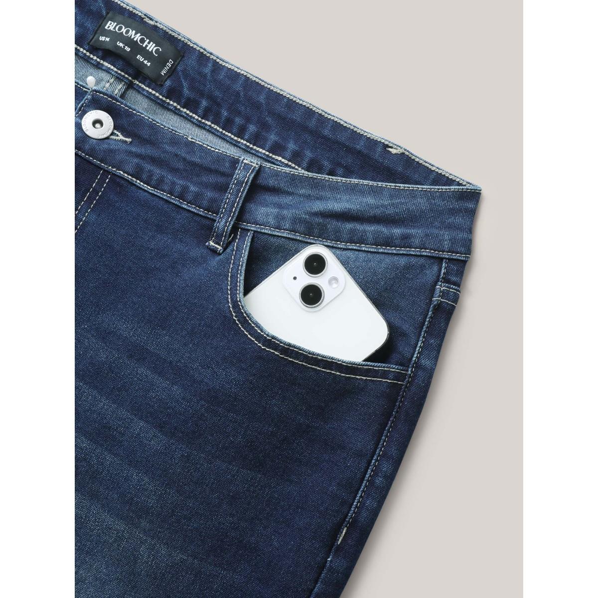 Plus Size Slim & Sculpting Bootcut Jeans Women Darkindigo Beach Medium stretch Slanted pocket Jeans BloomChic 18/2X Product Image