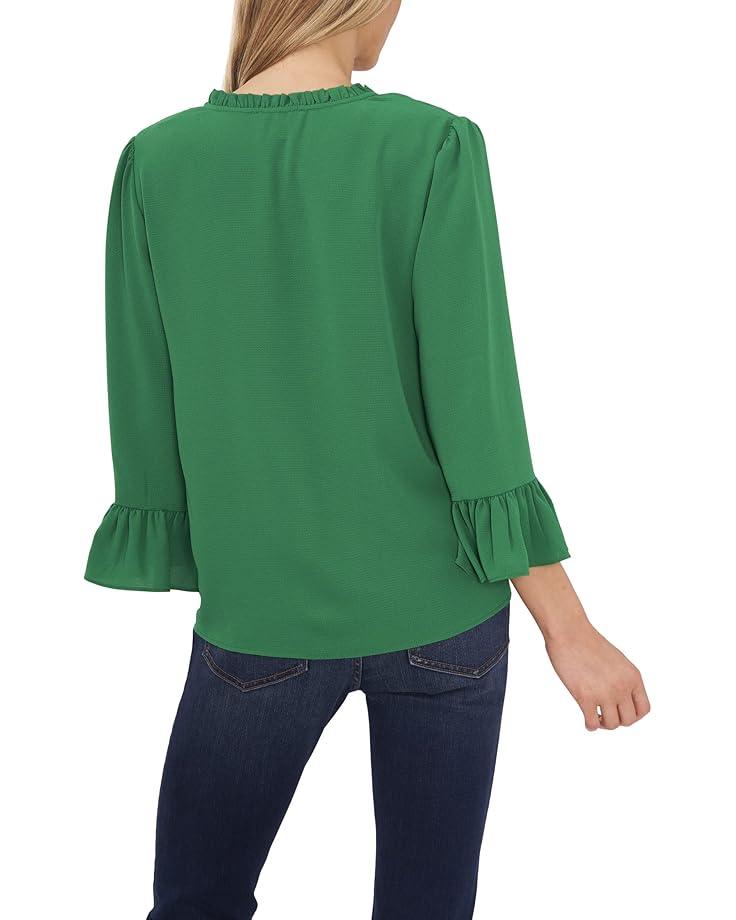 Ruched Sleeve Hidden Placket Blouse Product Image