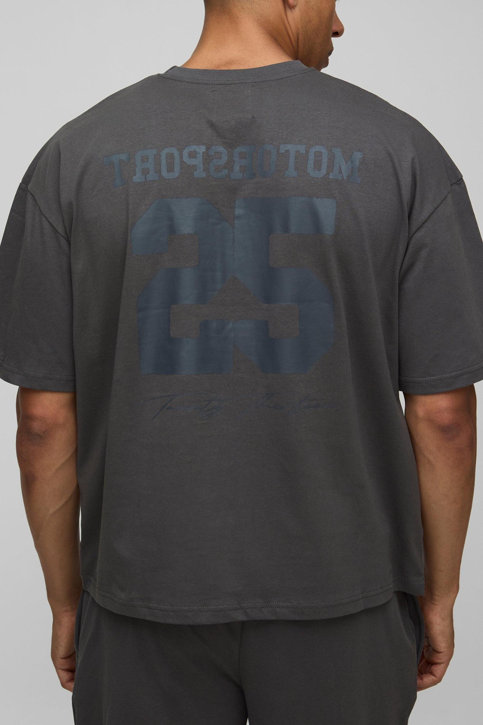 Oversized Boxy 25 Varsity Graphic T-Shirt & Short Set | boohooMAN USA Product Image