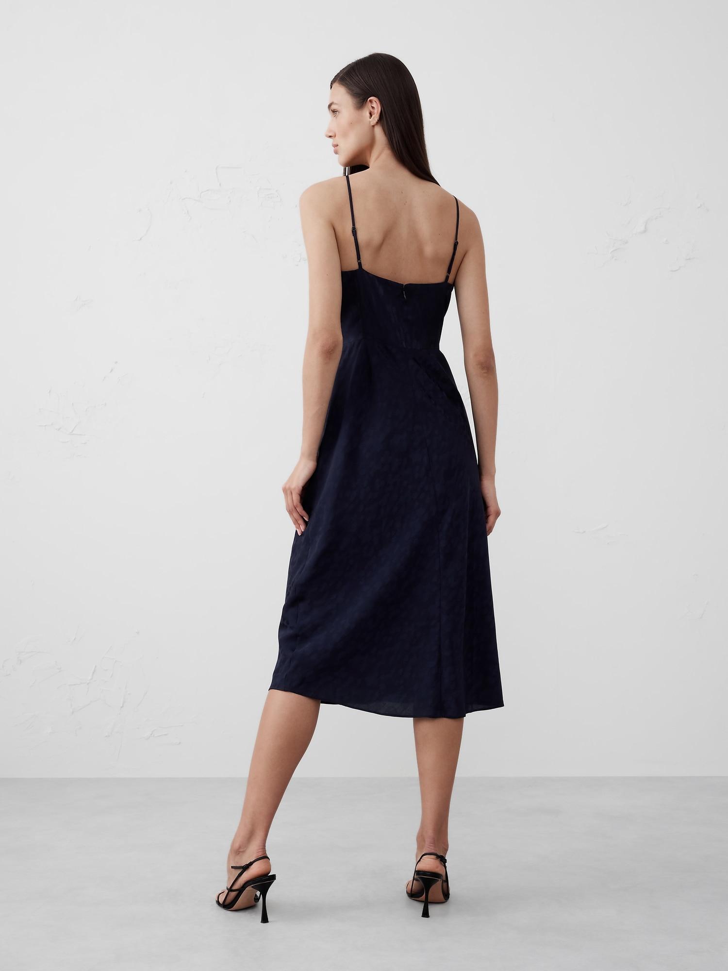 High-Neck Jacquard Midi Dress Product Image