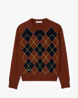 Embroidered Argyle Intarsia Sweater Product Image