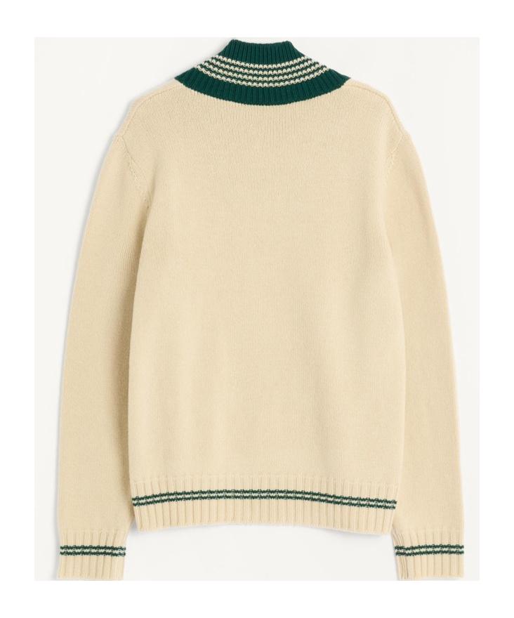 VALENTINO Embroidered V-neck Crewneck Sweater With Ribbed Trim In White Product Image