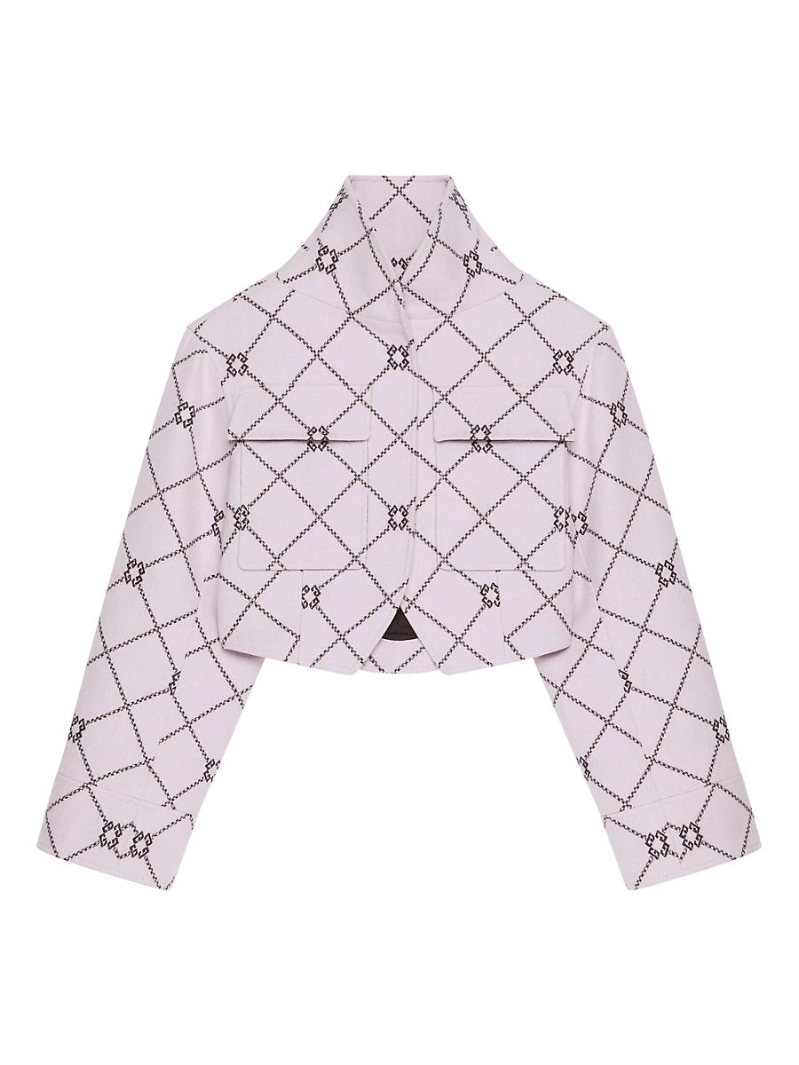 Womens Checked Jacket in Wool with Monogram Product Image