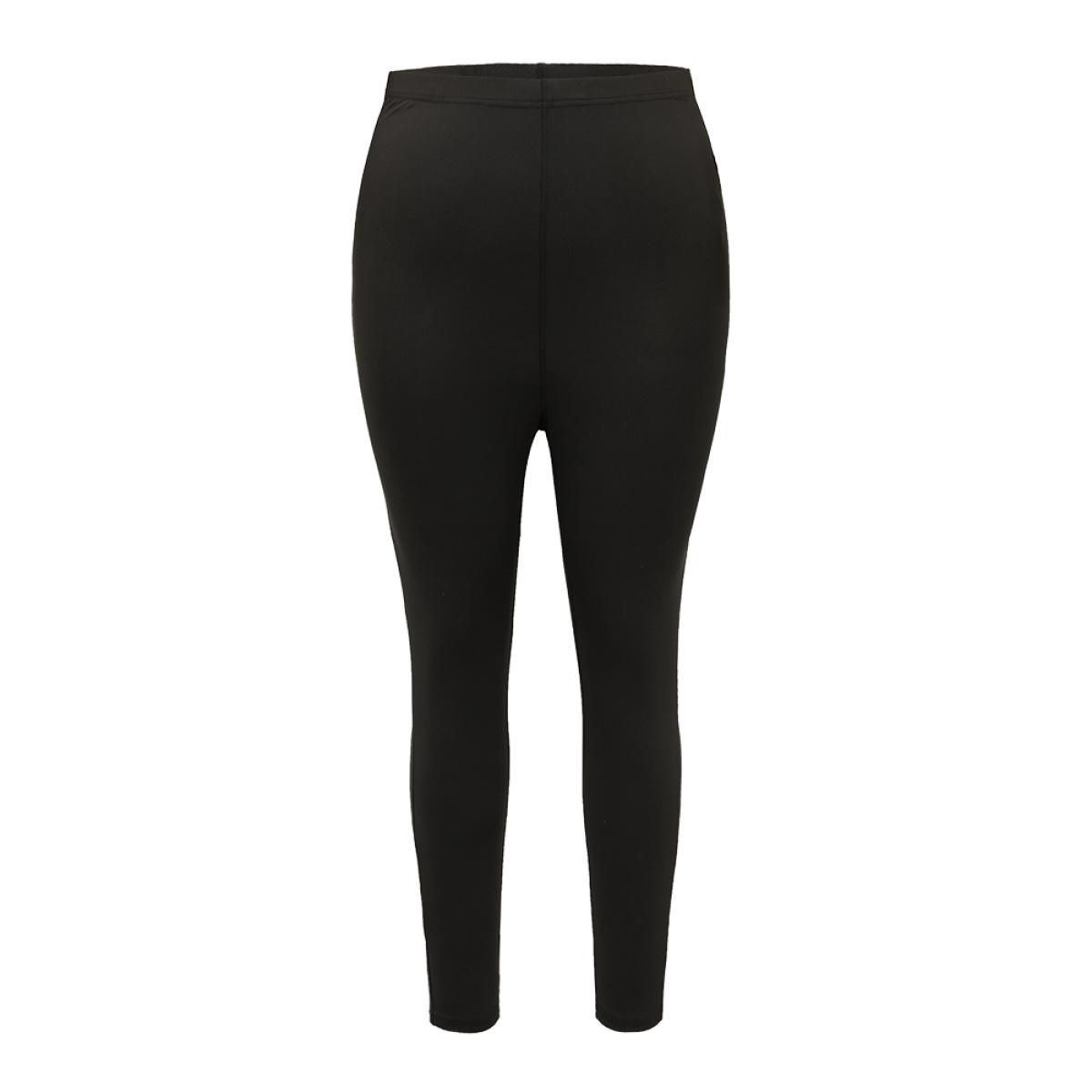 Plus Size Stretchy-Fit Rhinestone Elastic Waist Leggings Women Black Elegant High stretch Skinny High Rise Dailywear Leggings BloomChic 18-20/2X Product Image