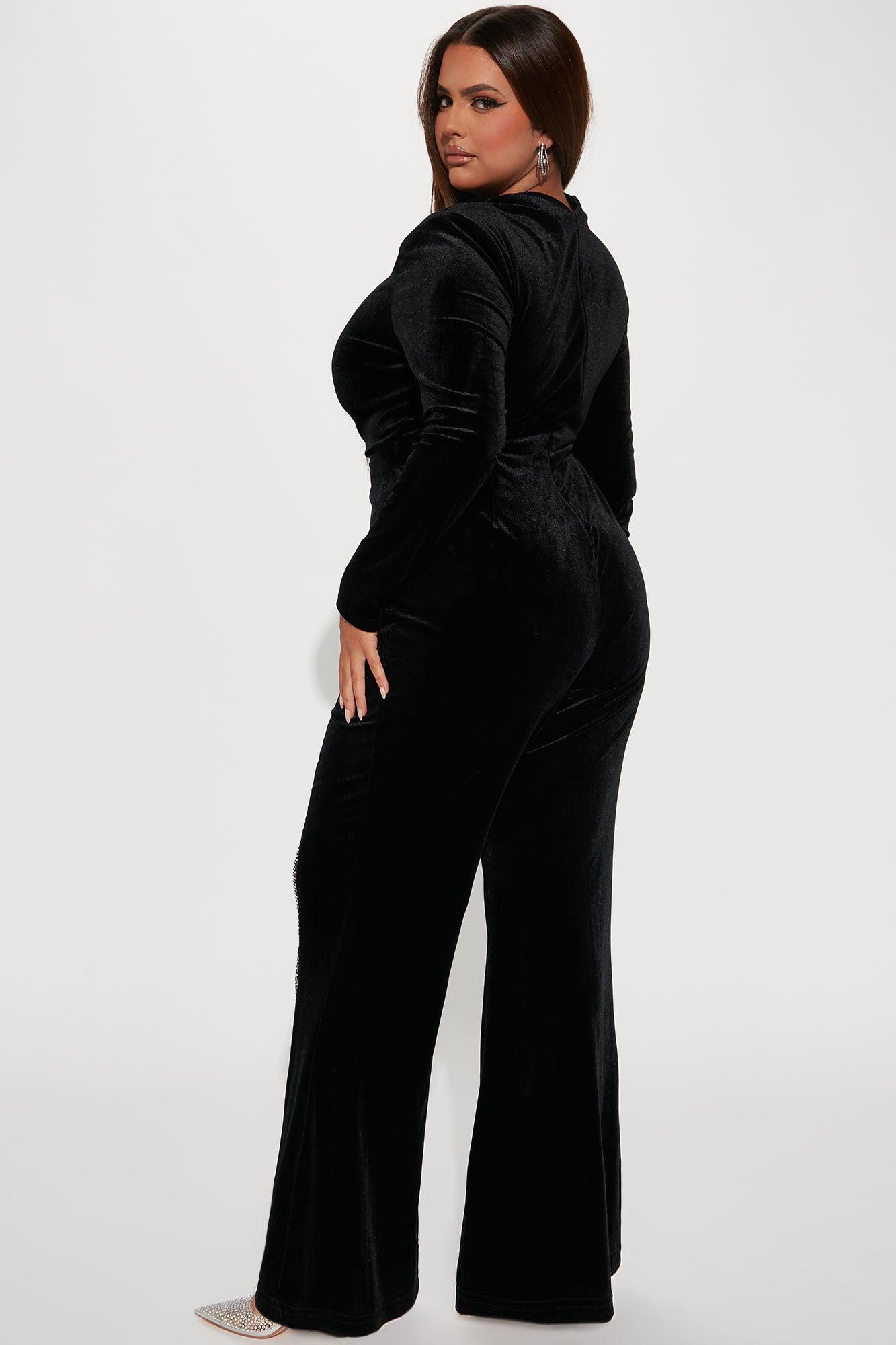 Life Of The Party Velvet Jumpsuit - Black Product Image