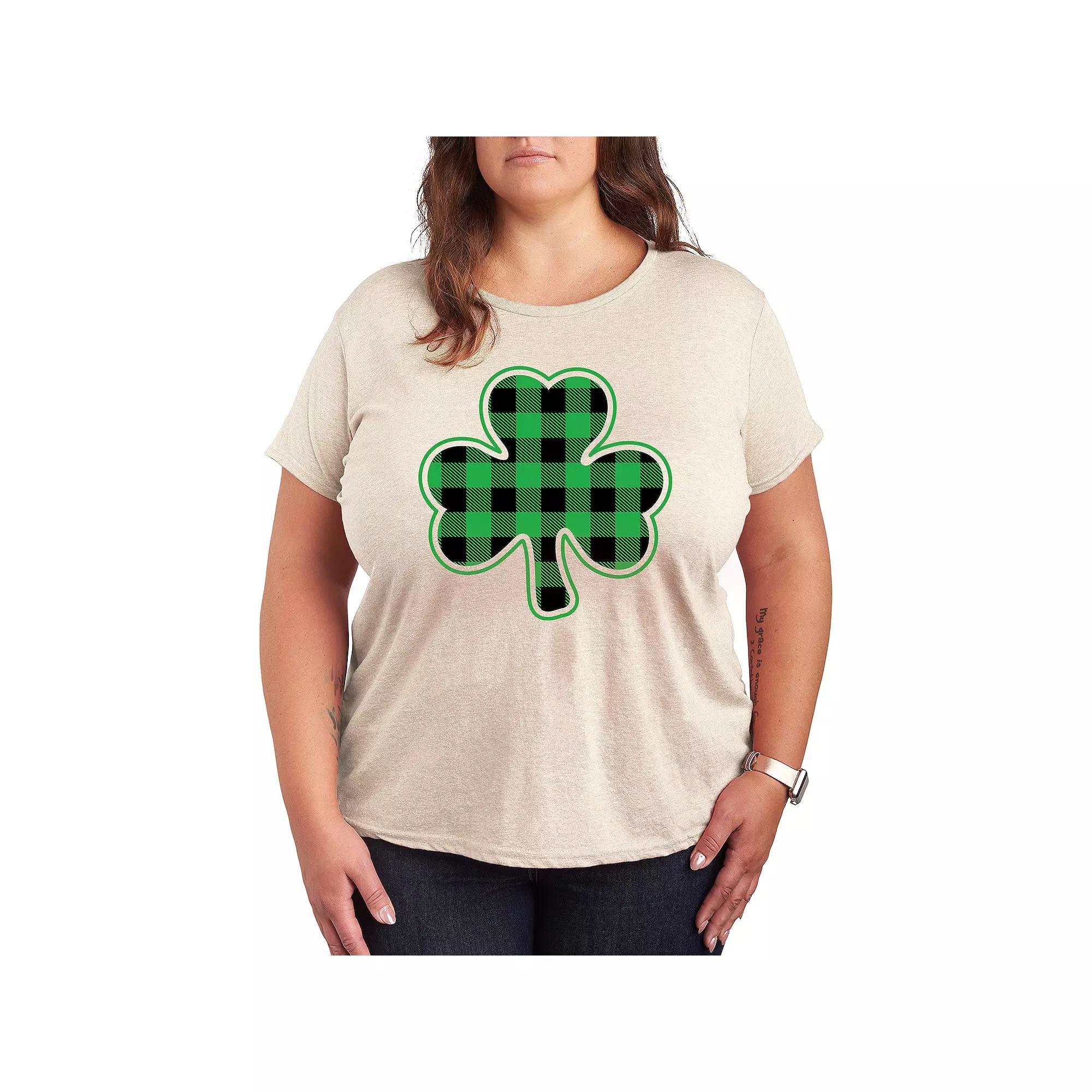 Plus Shamrock Buffalo Plaid Graphic Tee, Women's,  Product Image