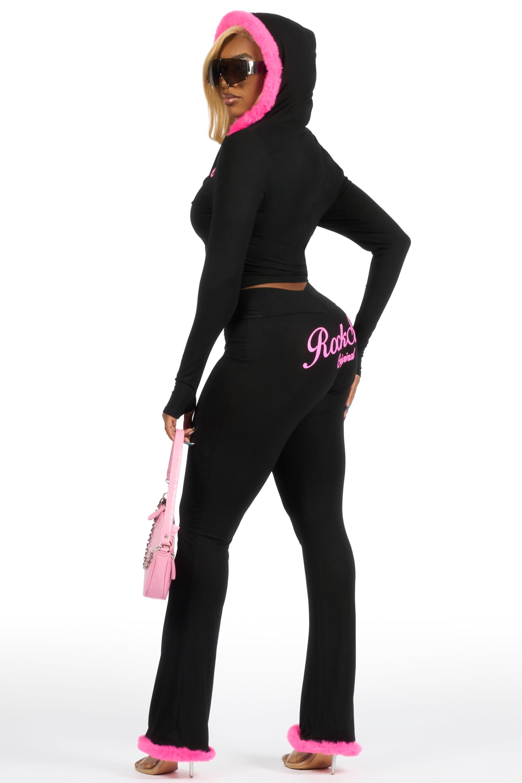 Metrie Black Lounge Track Set With Fur Trim Female Product Image