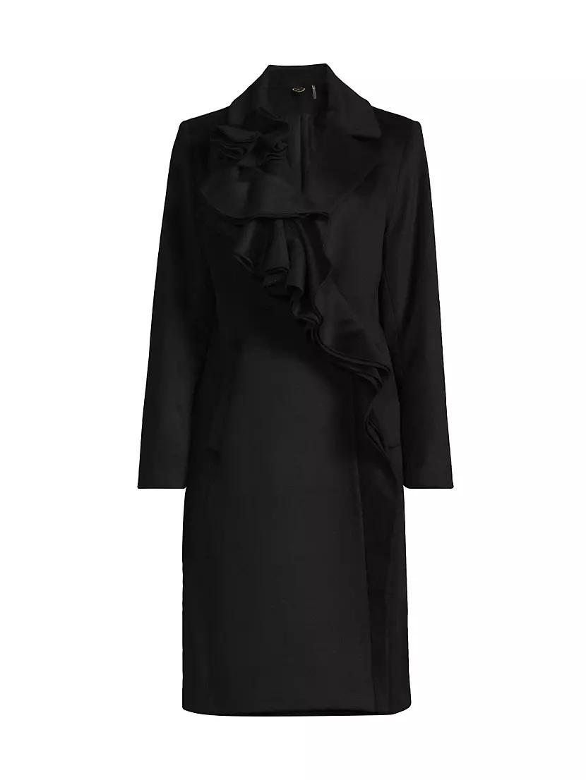 Womens Alora Brushed Wool Ruffle Coat Product Image