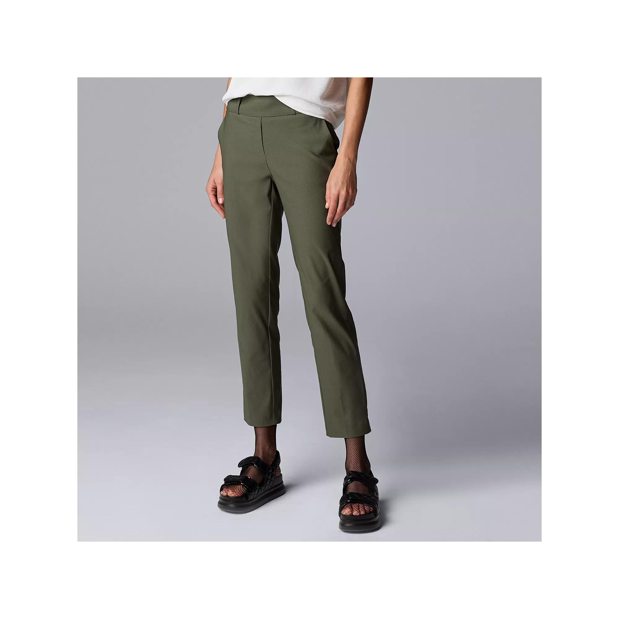 Women's Simply Vera Vera Wang Polished Twill Ankle Pants, Size: Large, Army Bottle Product Image