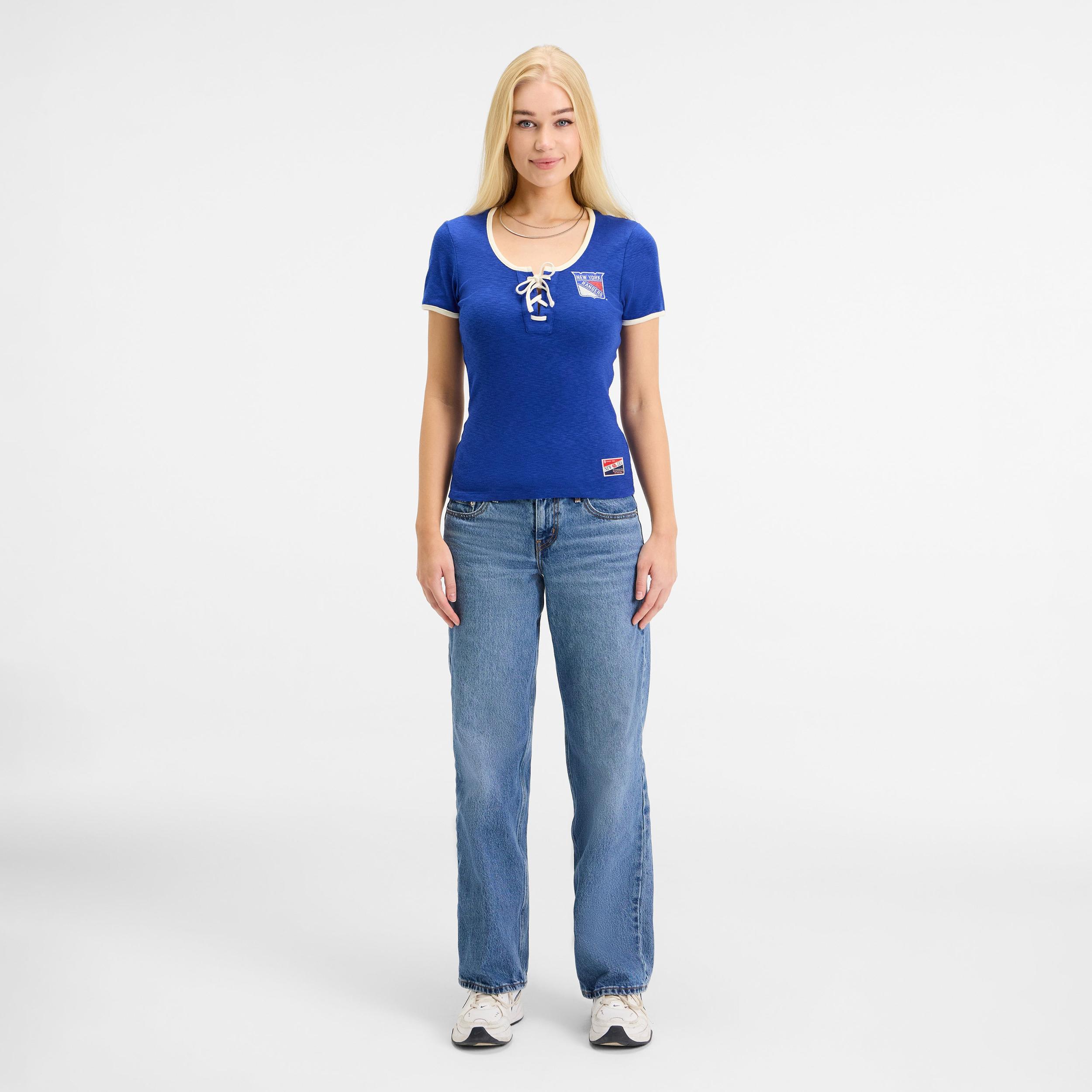 New York Rangers Throwback Tie Women's T-Shirt Female Product Image