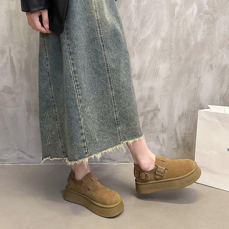 Buckled Platform Slip Ons Product Image