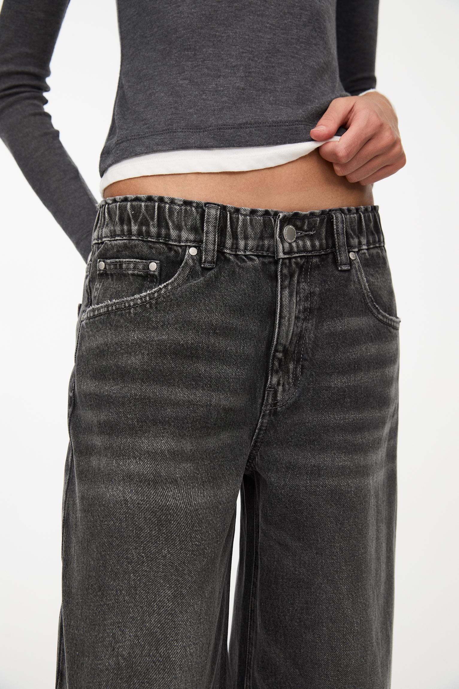 Wide leg baggy jeans with elastic waistband Product Image