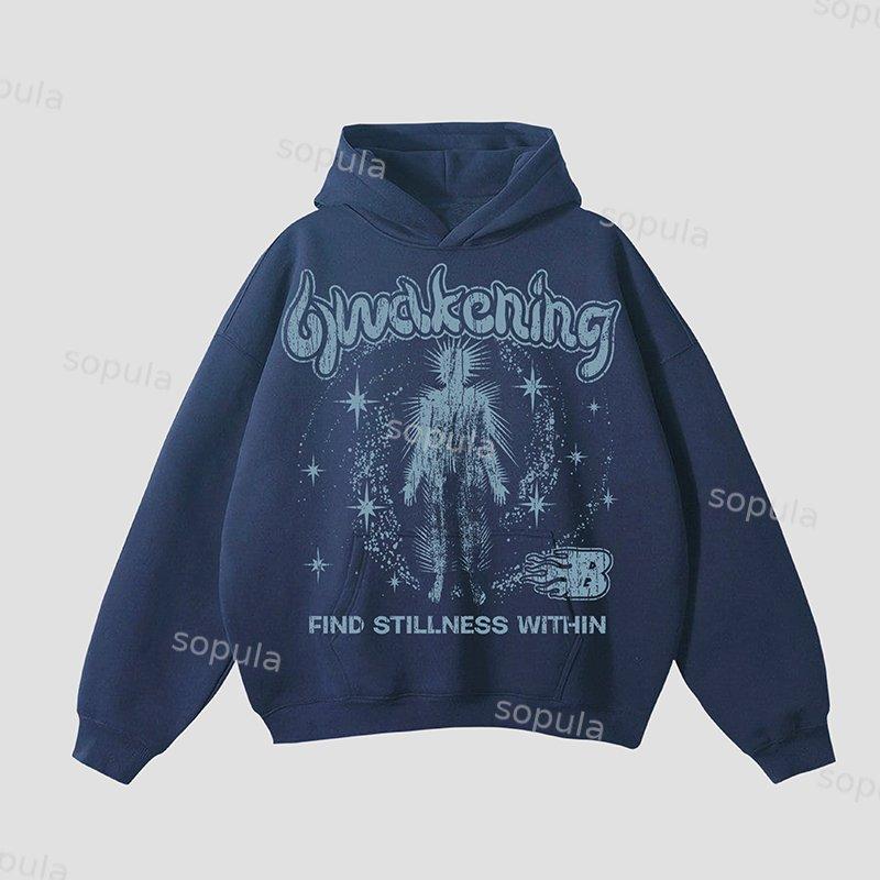 Unisex Men's Awakening Retro Old Graphics Pocket Hoodie Product Image