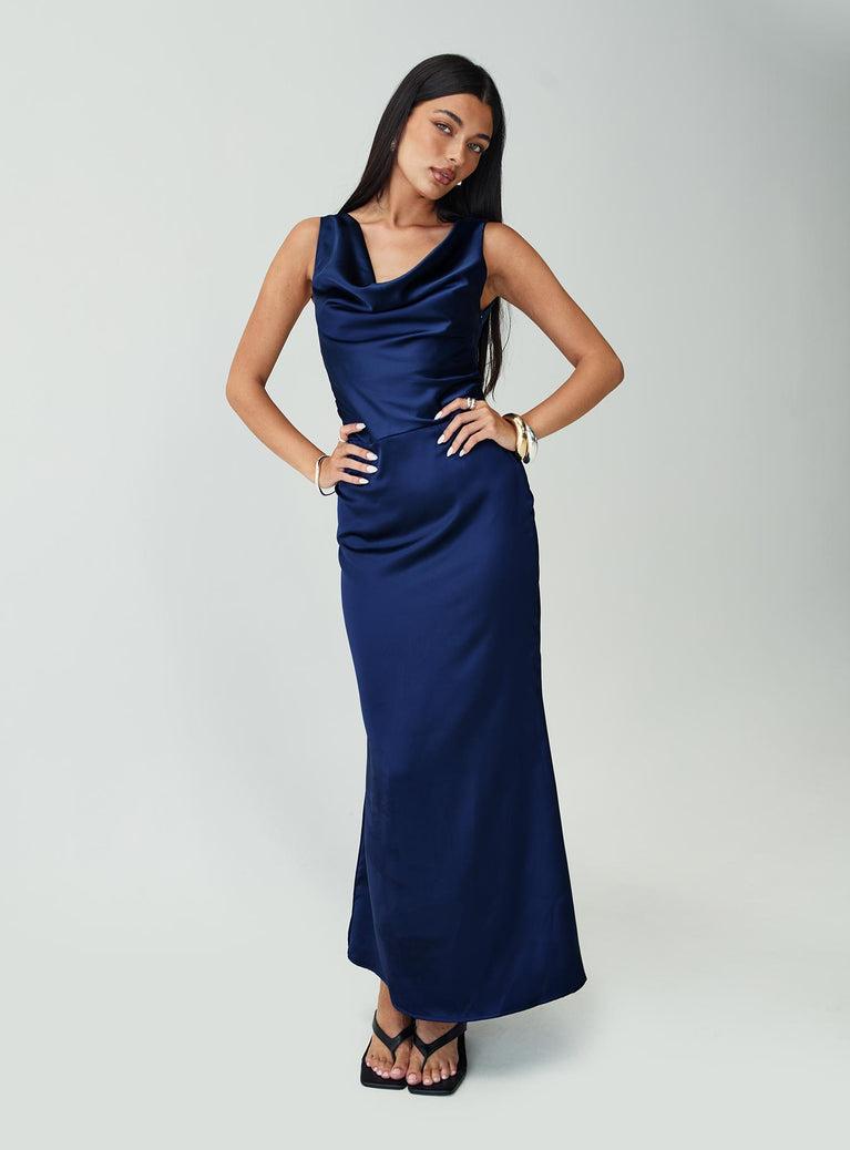 Soprano Plunge Maxi Dress Navy Product Image