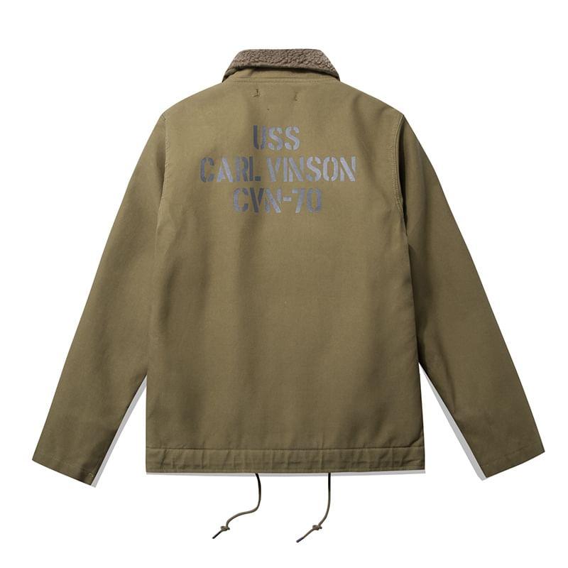 Printed-Back Fleece-Lined Hooded Jacket Product Image