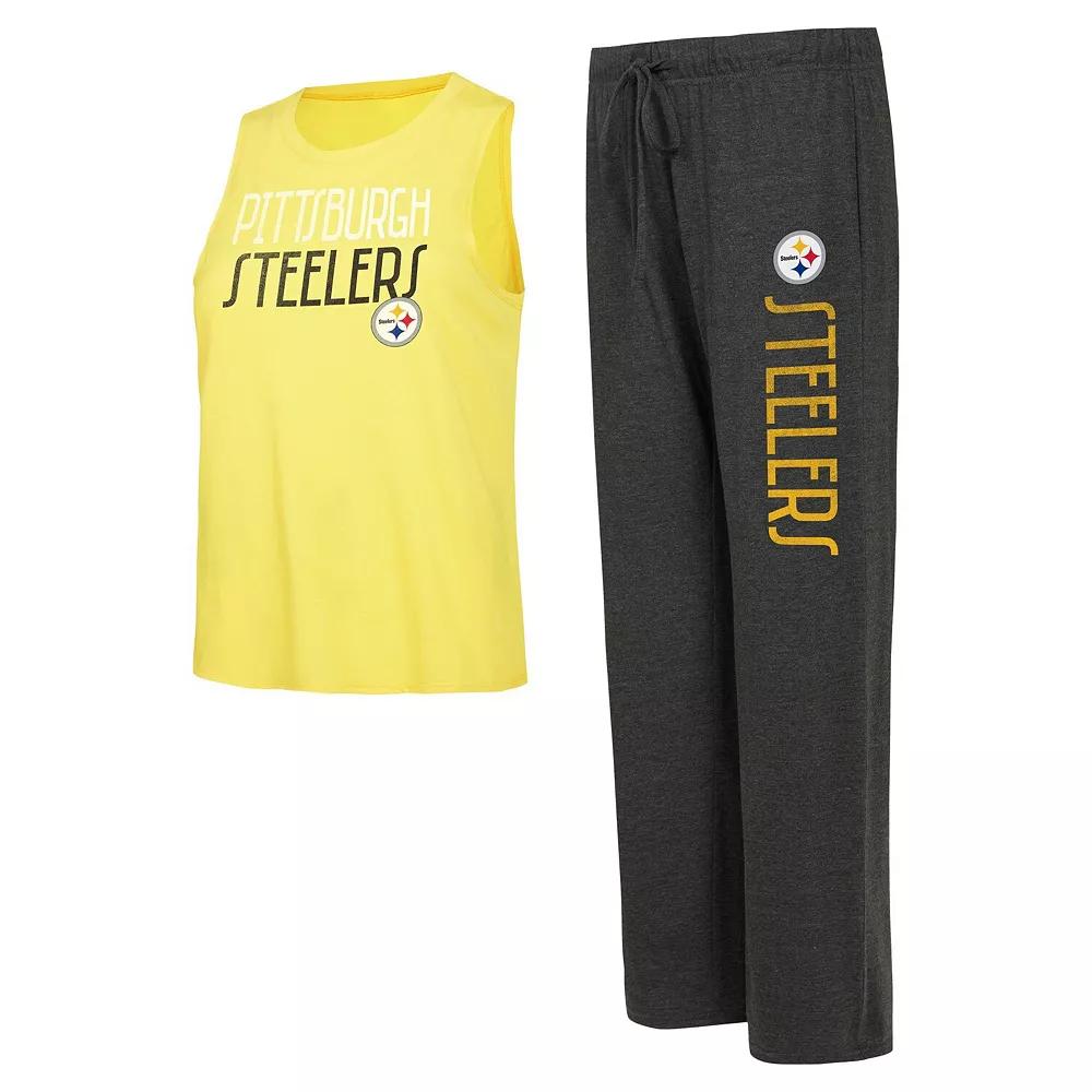 Women's Concepts Sport Black/Gold Pittsburgh Steelers Muscle Tank Top & Pants Lounge Set, Size: Small Product Image