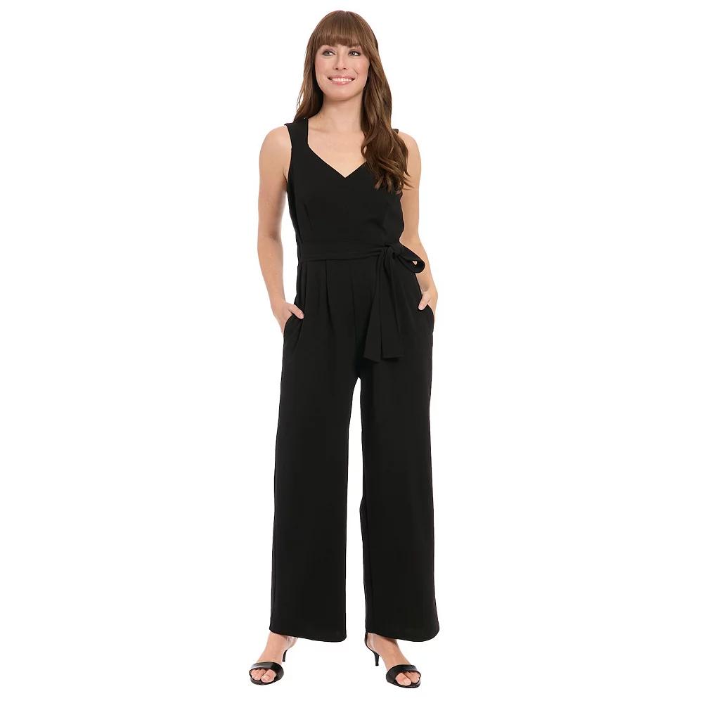 Womens London Times Sleeveless Belted Jumpsuit Product Image