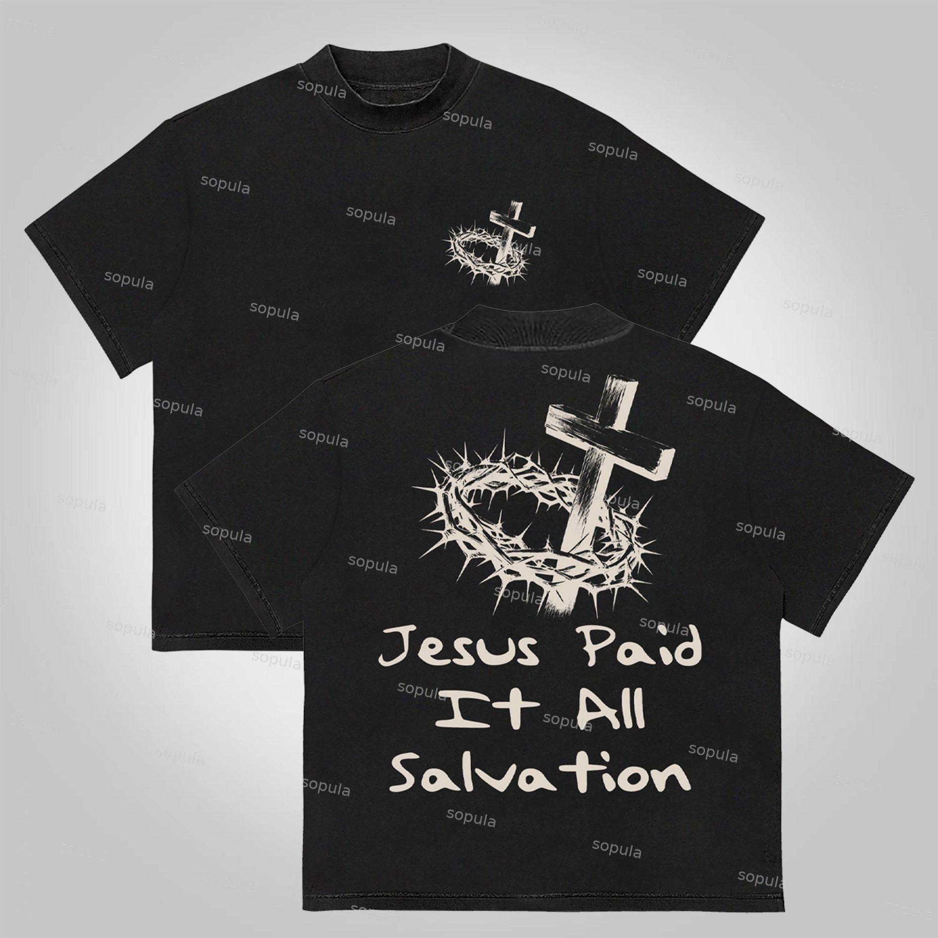 Sopula Jesus Paid It All Salvation Cotton T-shirt Product Image