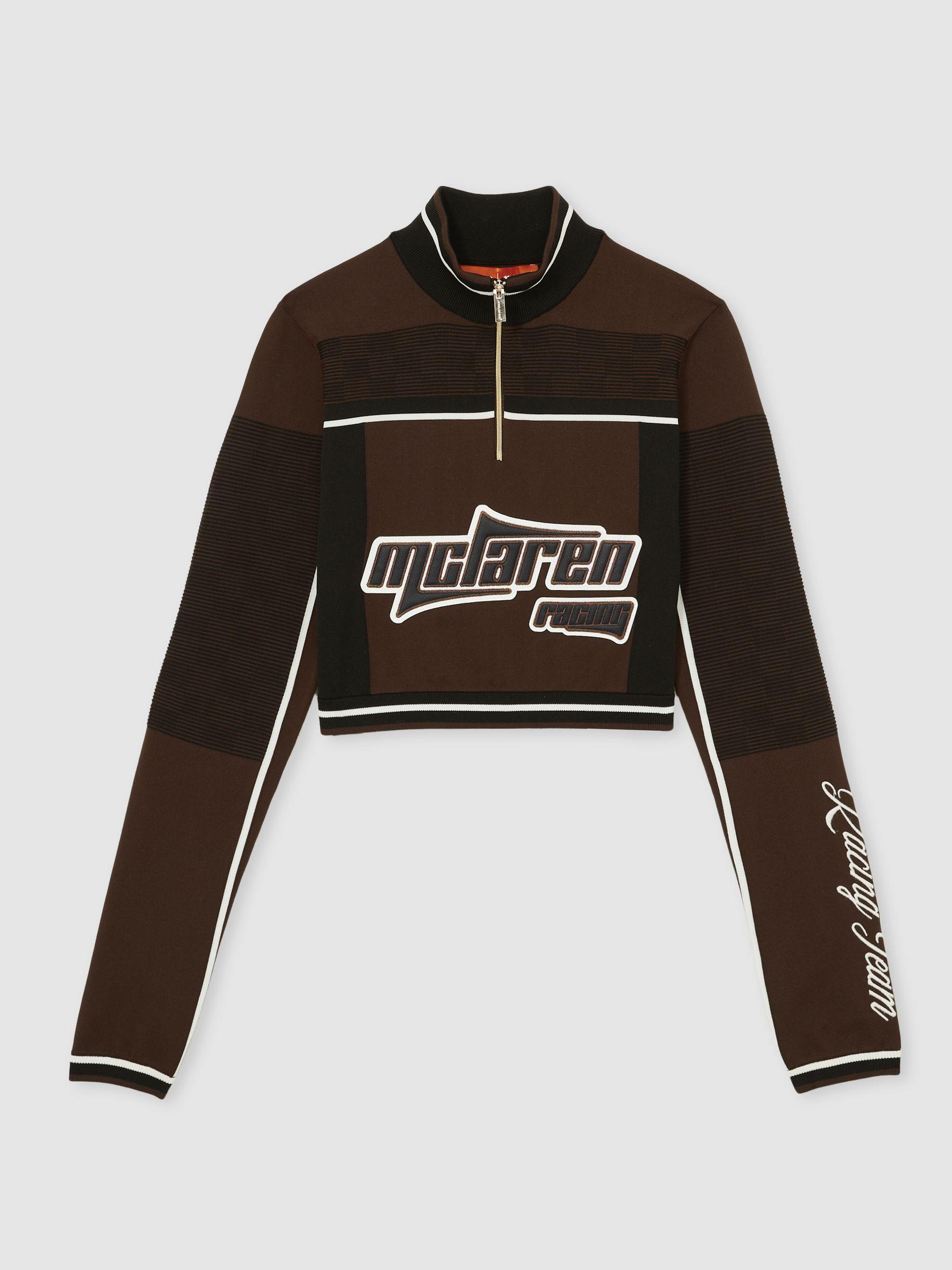 McLaren F1 Team Half-Zip Crop Top in Chocolate Brown Product Image