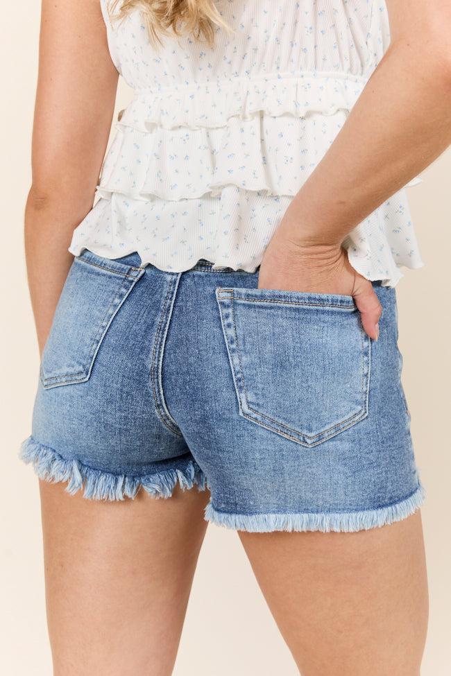 Not My First Western Stitching Detail Denim Shorts Product Image