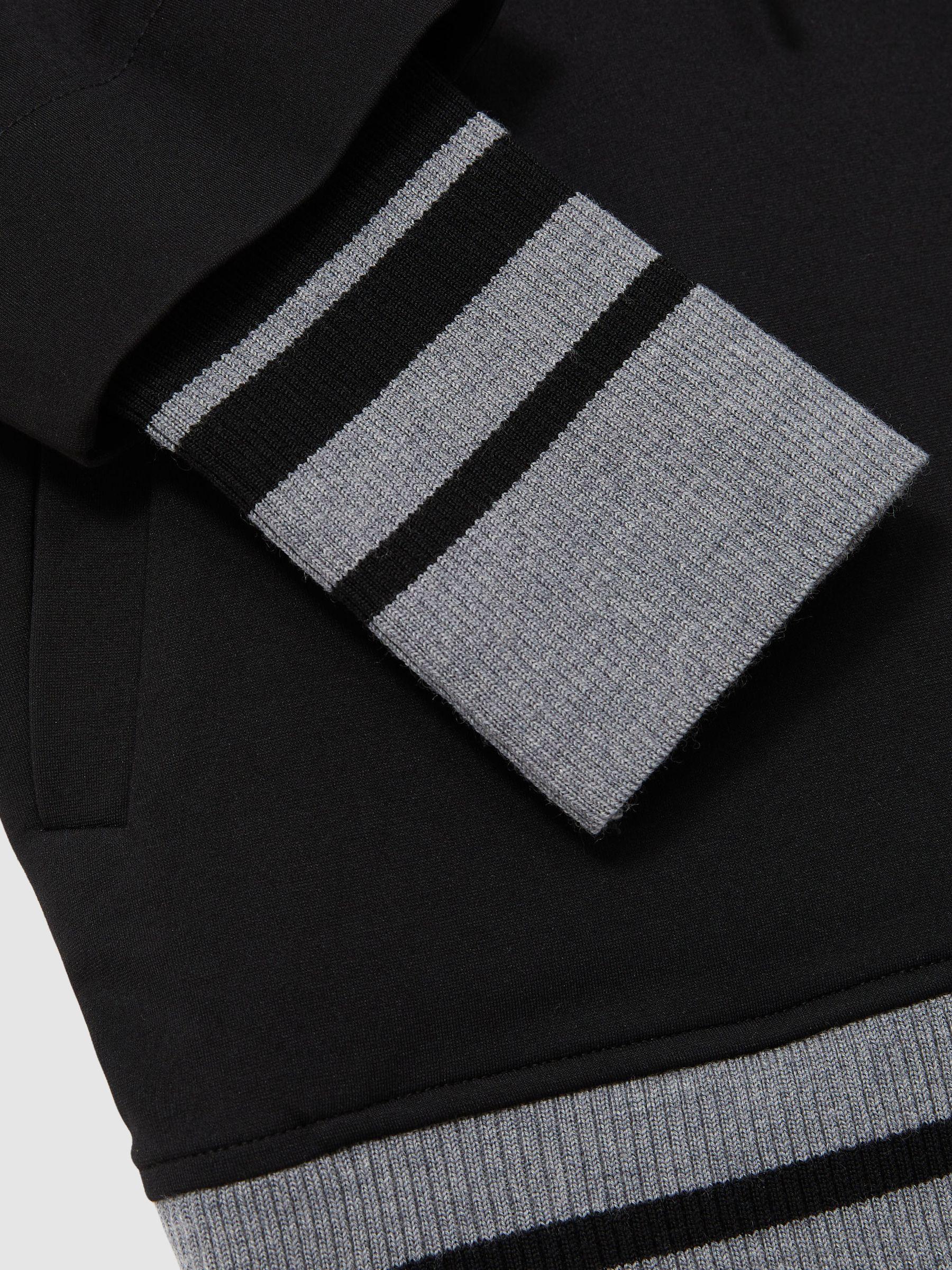 Drawstring Jersey Hoodie in Black/Charcoal Product Image