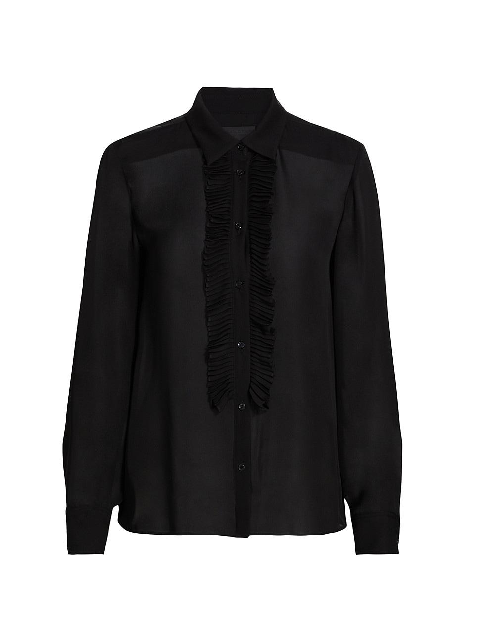 Womens Danika Silk Ruffled Shirt Product Image