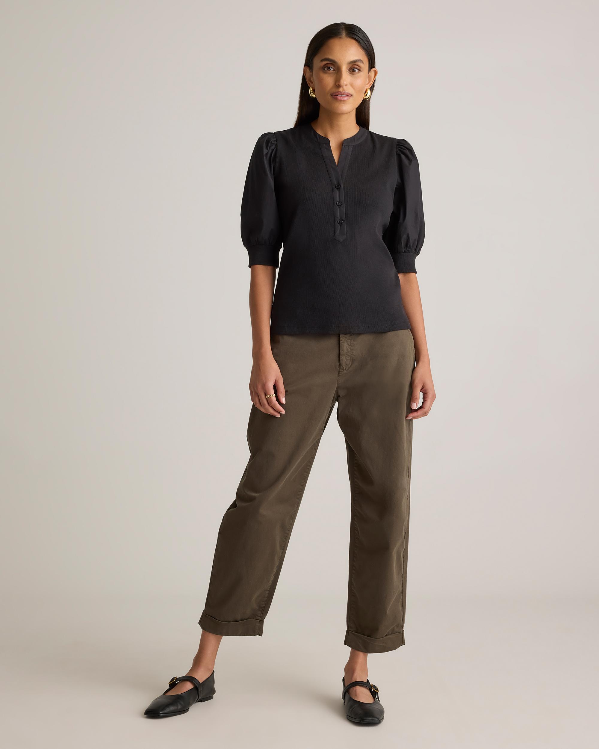 Quince | Women's Cotton Mixed Media Puff Sleeve Top Tencel Product Image