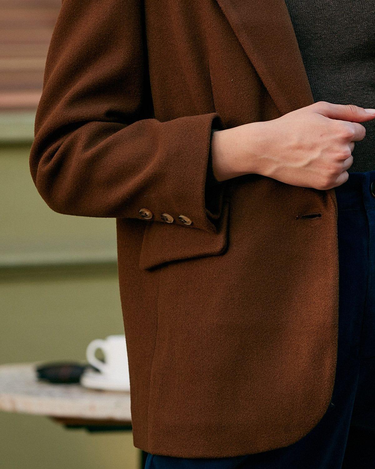 The Solid Collared Single Button Blazer Female Product Image