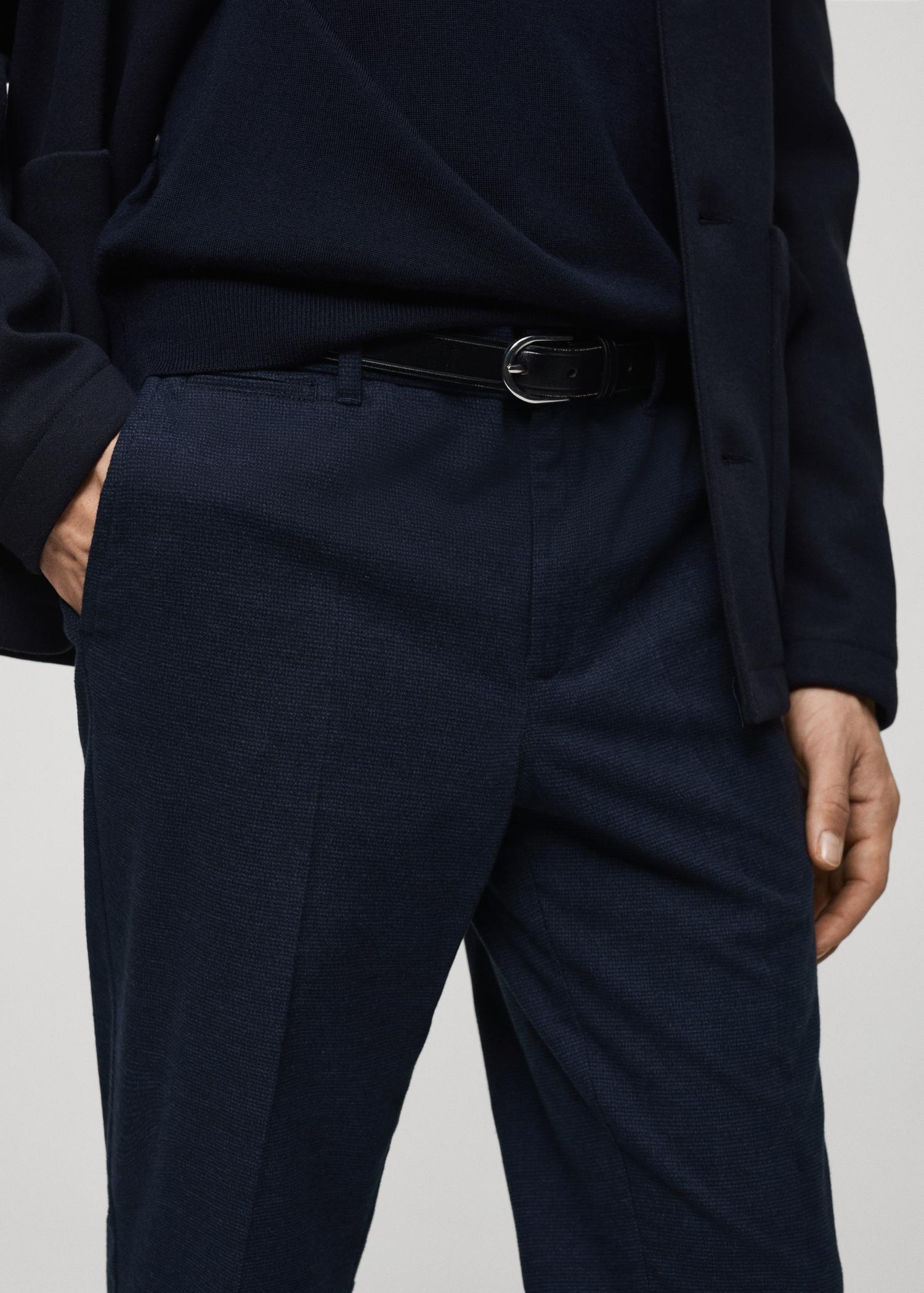 Micro-houndstooth flannel pants - Men | MANGO USA Product Image