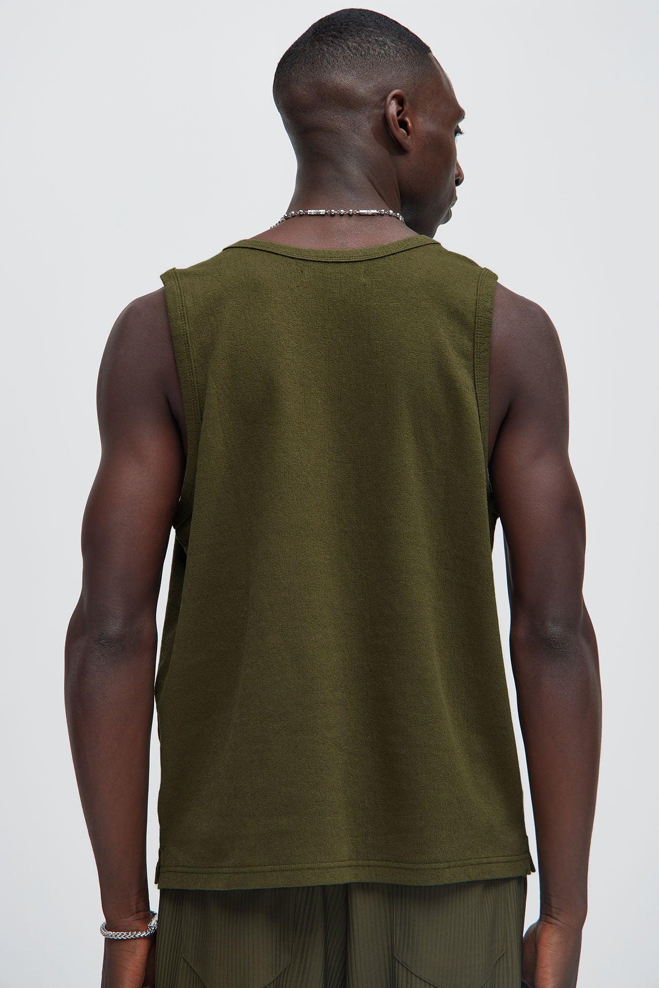 Duval Textured Relaxed Tank - Olive Product Image