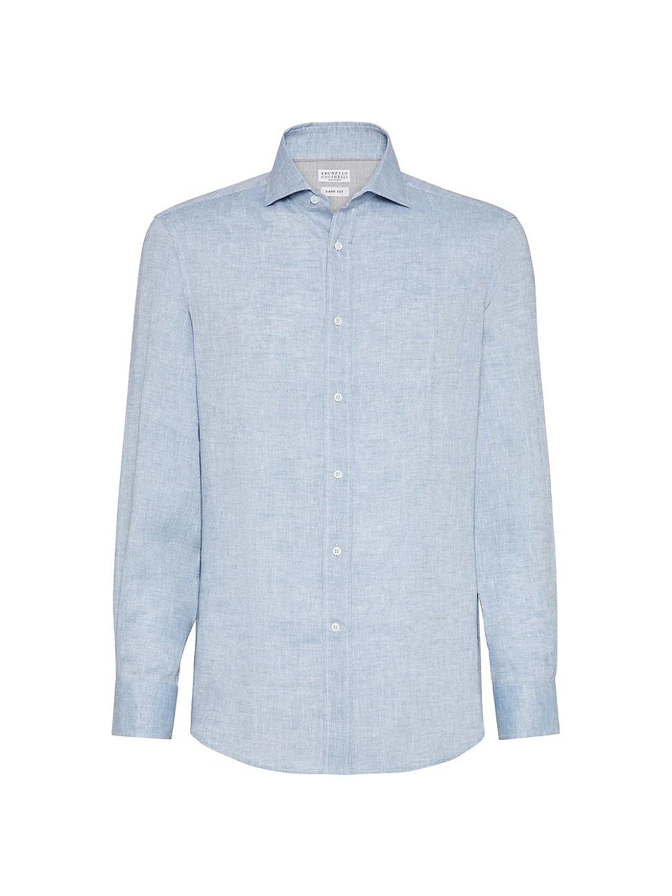 Mens Linen Easy Fit Shirt with Spread Collar Product Image