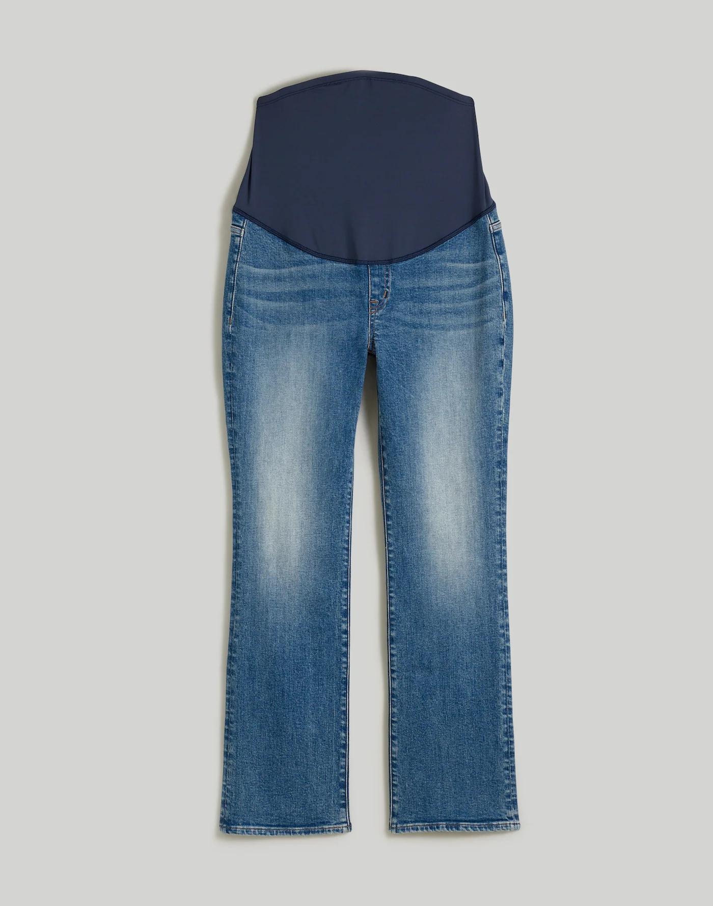 Maternity Over-the-Belly Kick Out Crop Jeans in Oneida Wash Product Image