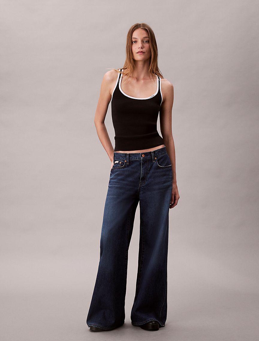 Contrast Trim Ribbed Tank Top Product Image