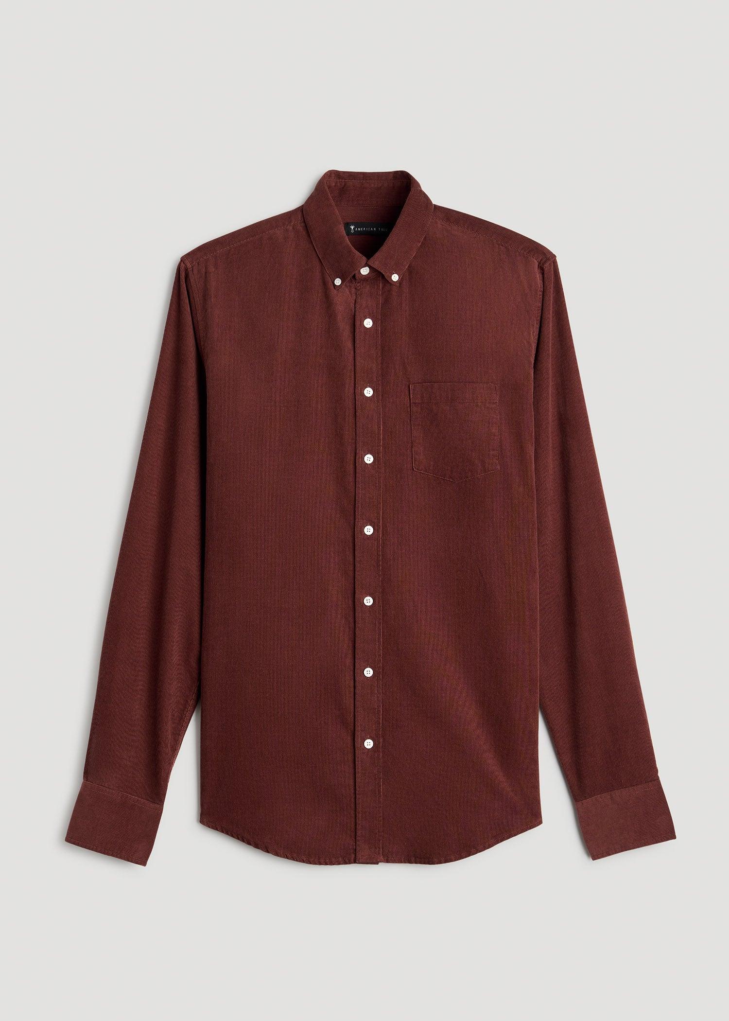 Pincord Button Shirt for Tall Men in Intense Rust Male Product Image