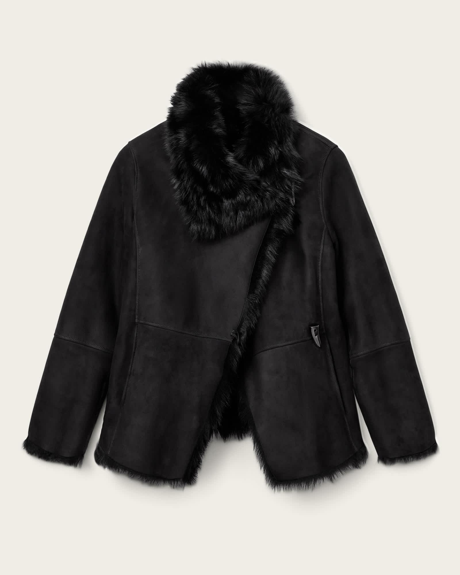 Wilton Reversible Shearling Jacket Black | ALLSAINTS US Product Image