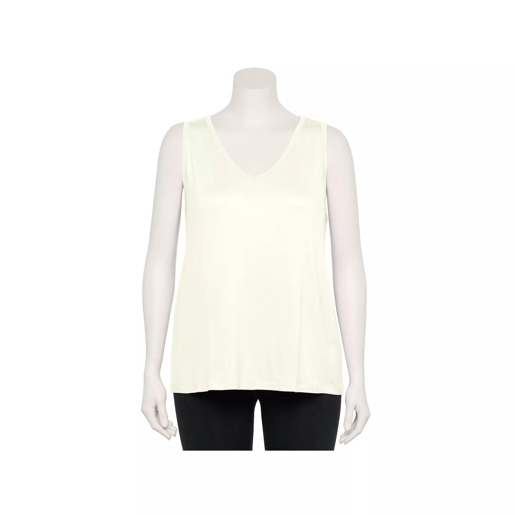 Plus Size Nine West Essential Easy V-Neck Tank Top, Women's, Size: 2XL, White Knight Product Image