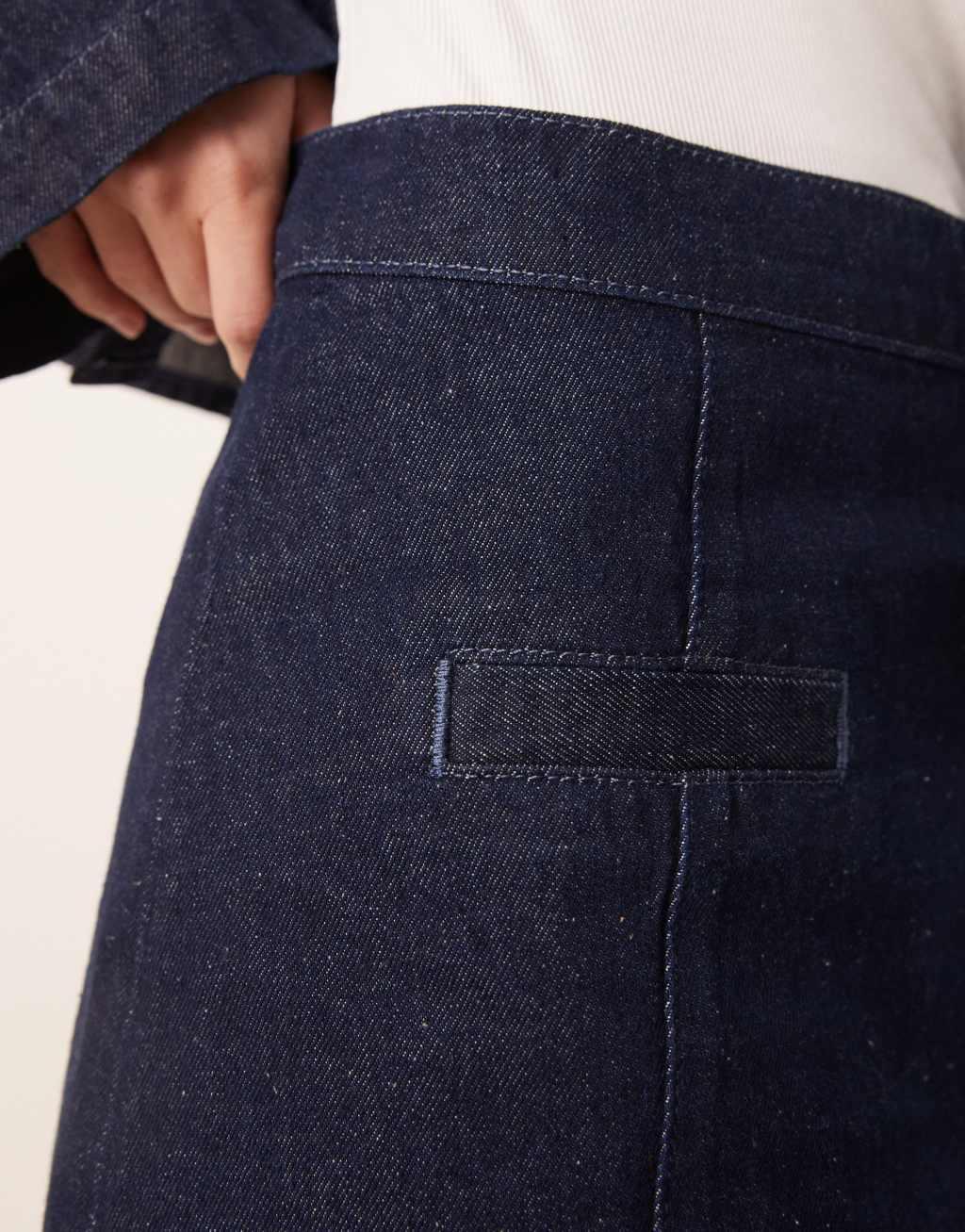 ASOS DESIGN denim tailored mini skirt with seam details in indigo Product Image