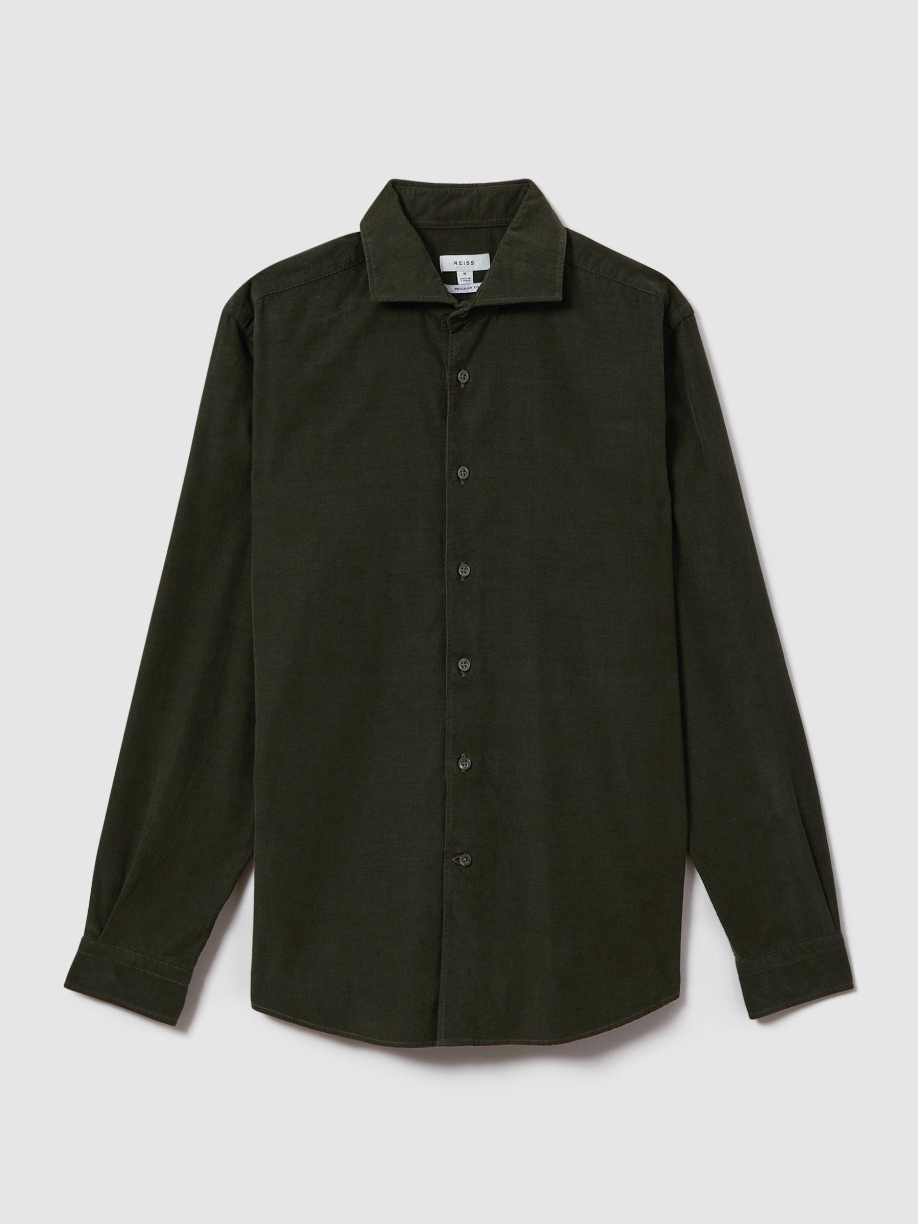 Corduroy Cutaway Collar Shirt in Khaki Product Image