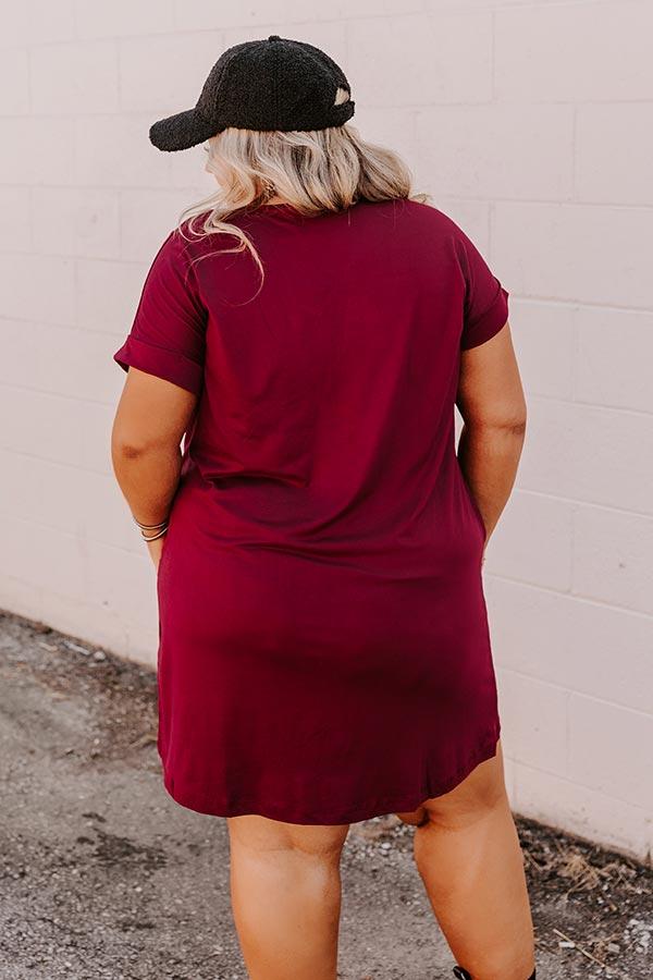 Back To Basics T-Shirt Dress In Wine Curves Product Image