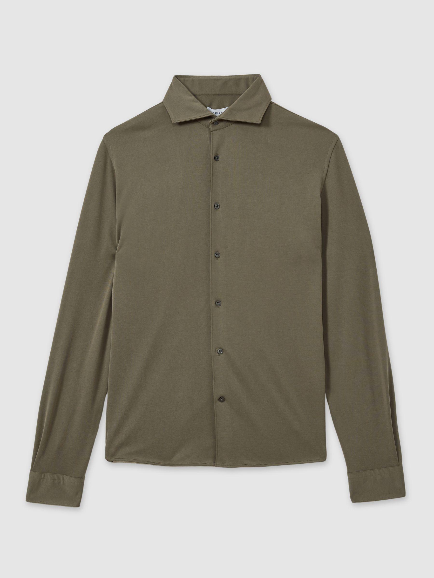 Modal Blend Cutaway Collar Shirt in Khaki Product Image
