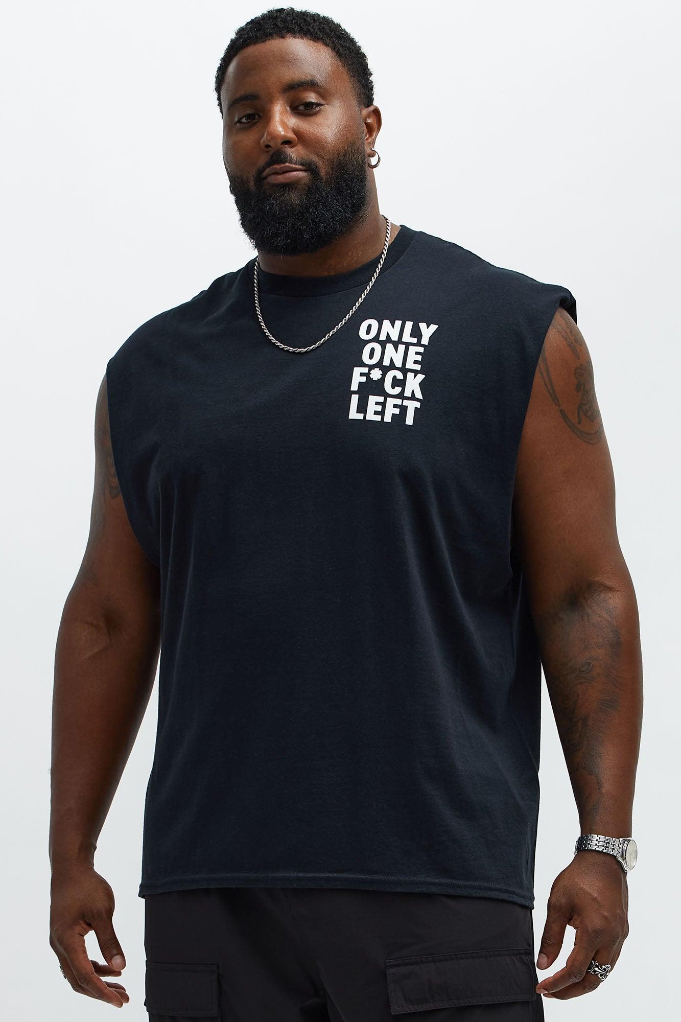 One One F*ck Left Muscle Tee - Black Male Product Image