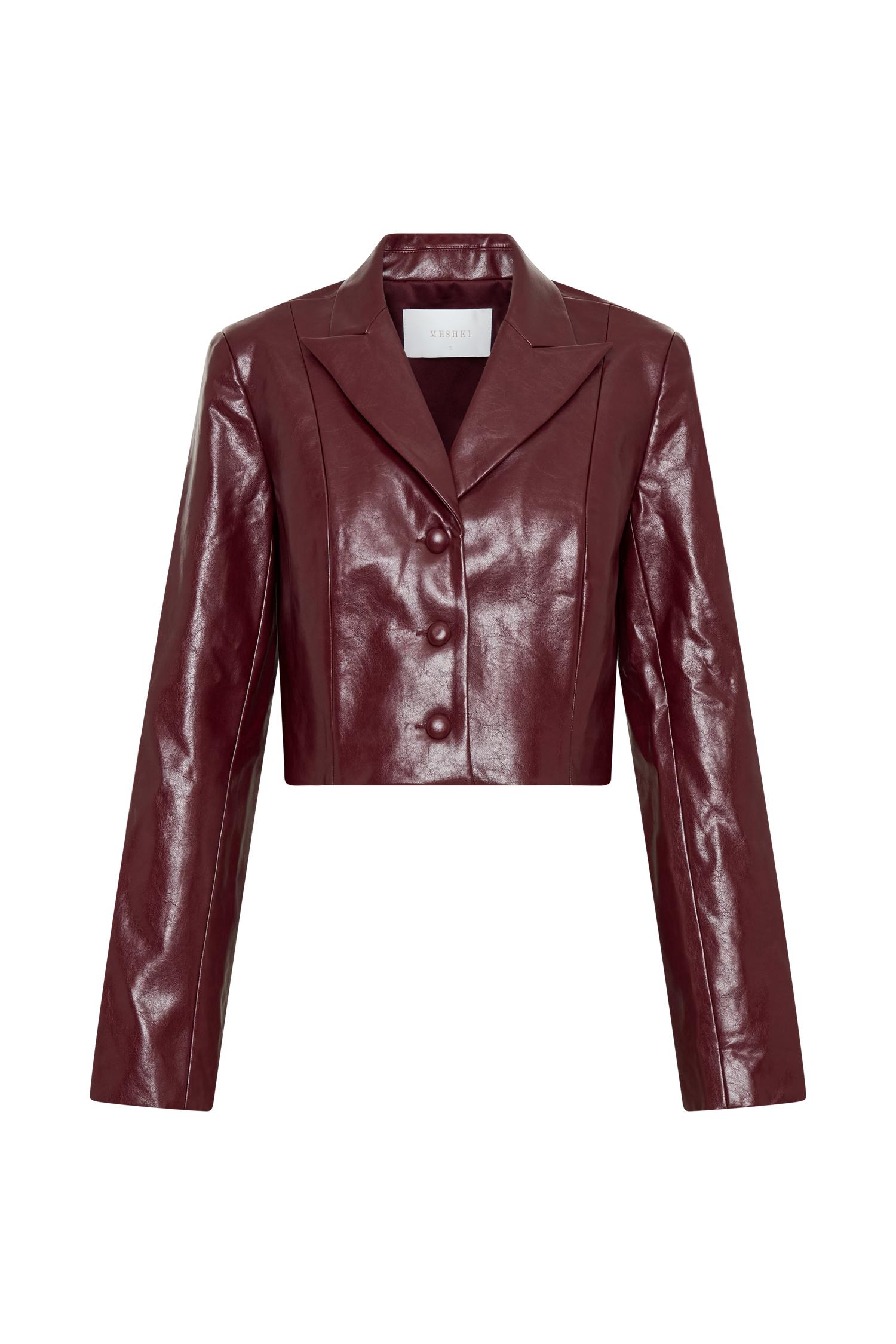 Oli Faux Leather Long Sleeve Top - Cherry Red Product Image