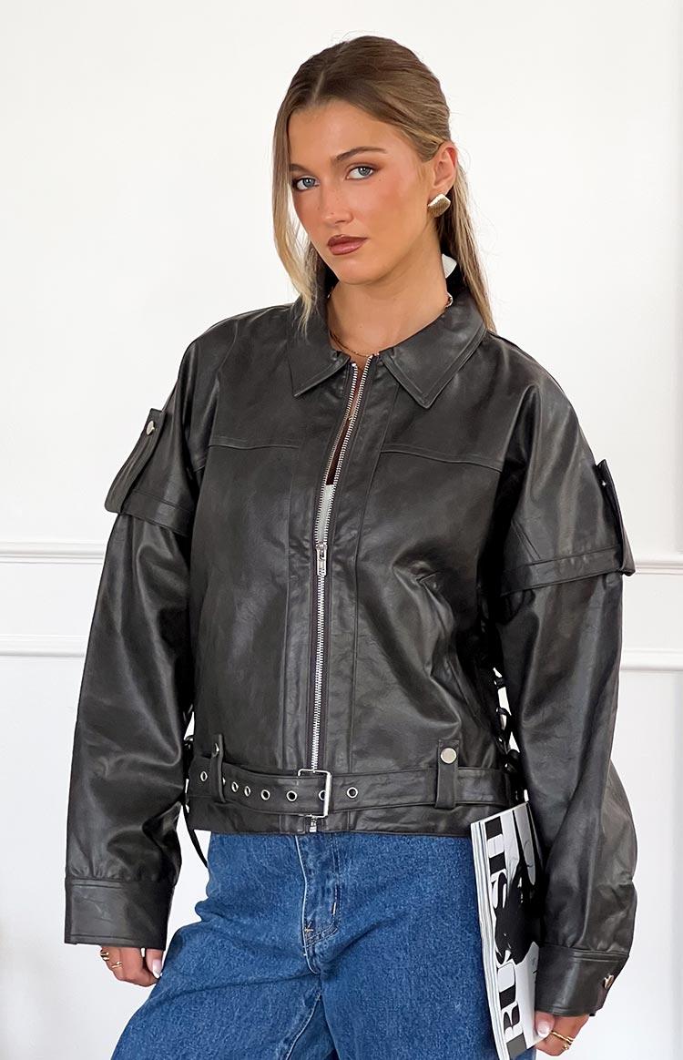 Jessica Anne PU Washed Black Jacket Girls Product Image