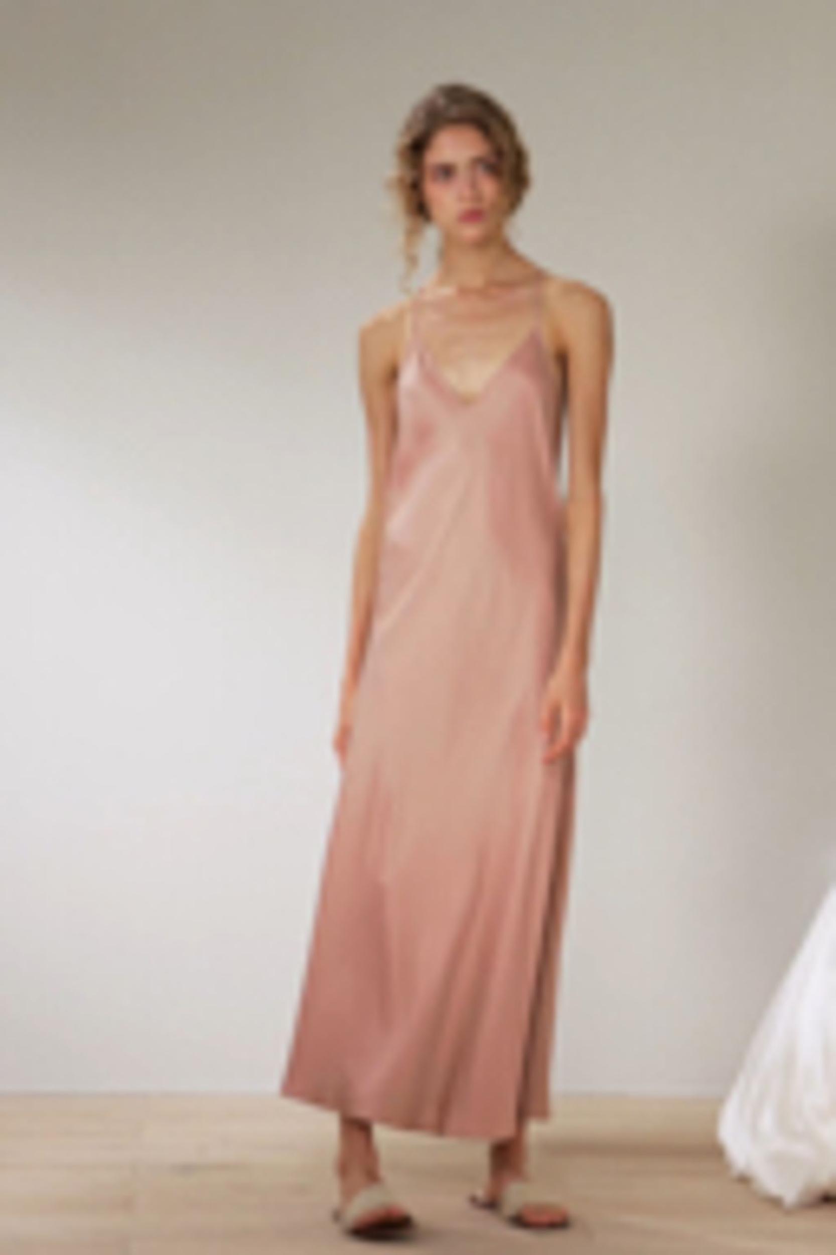 Minimalist Silk Suede Maxi Nightdress Product Image
