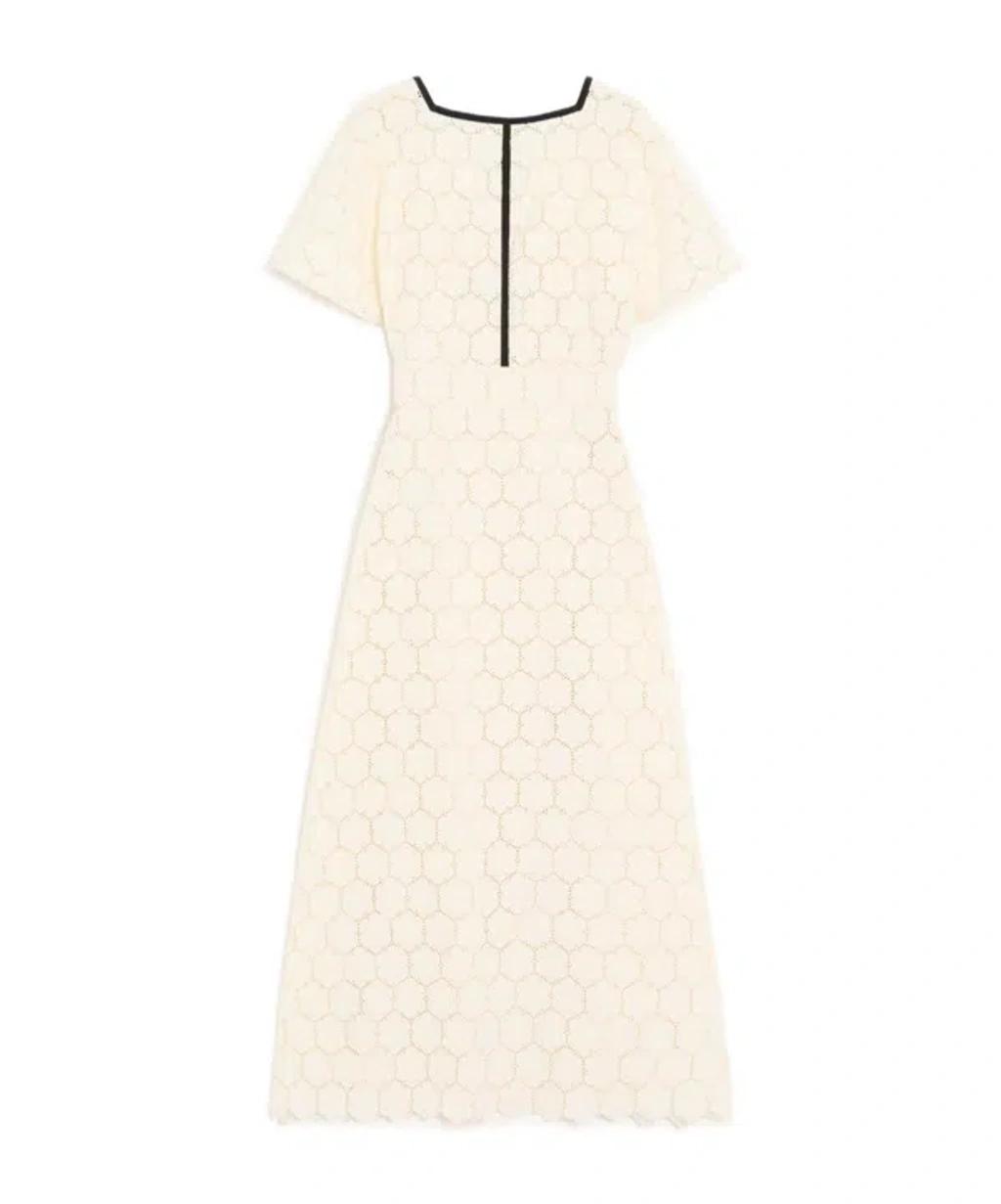 VALENTINO Midi Dress In Fleurs À Jours Cotton In White Product Image