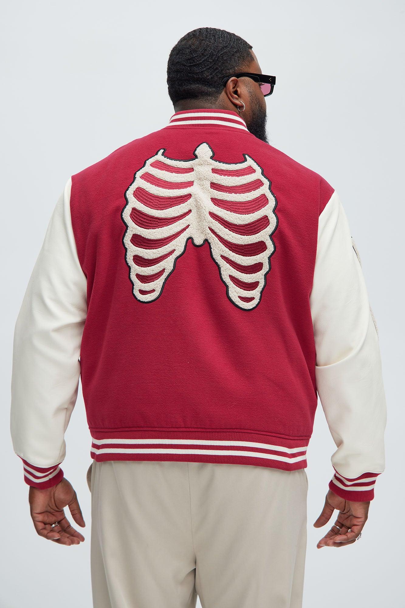 Skeleton Varsity Jacket - Red/White Product Image