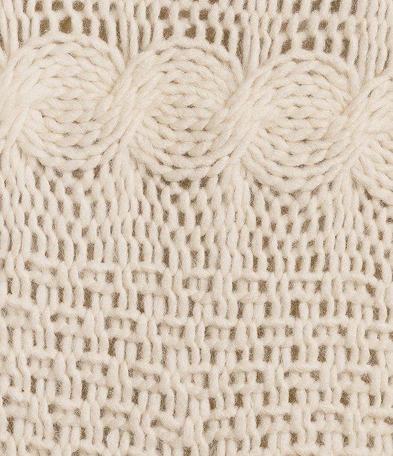 M Made in Italy Scoop Neck Long Sleeve Hi-Low Hem Cable Knit Sweater Product Image