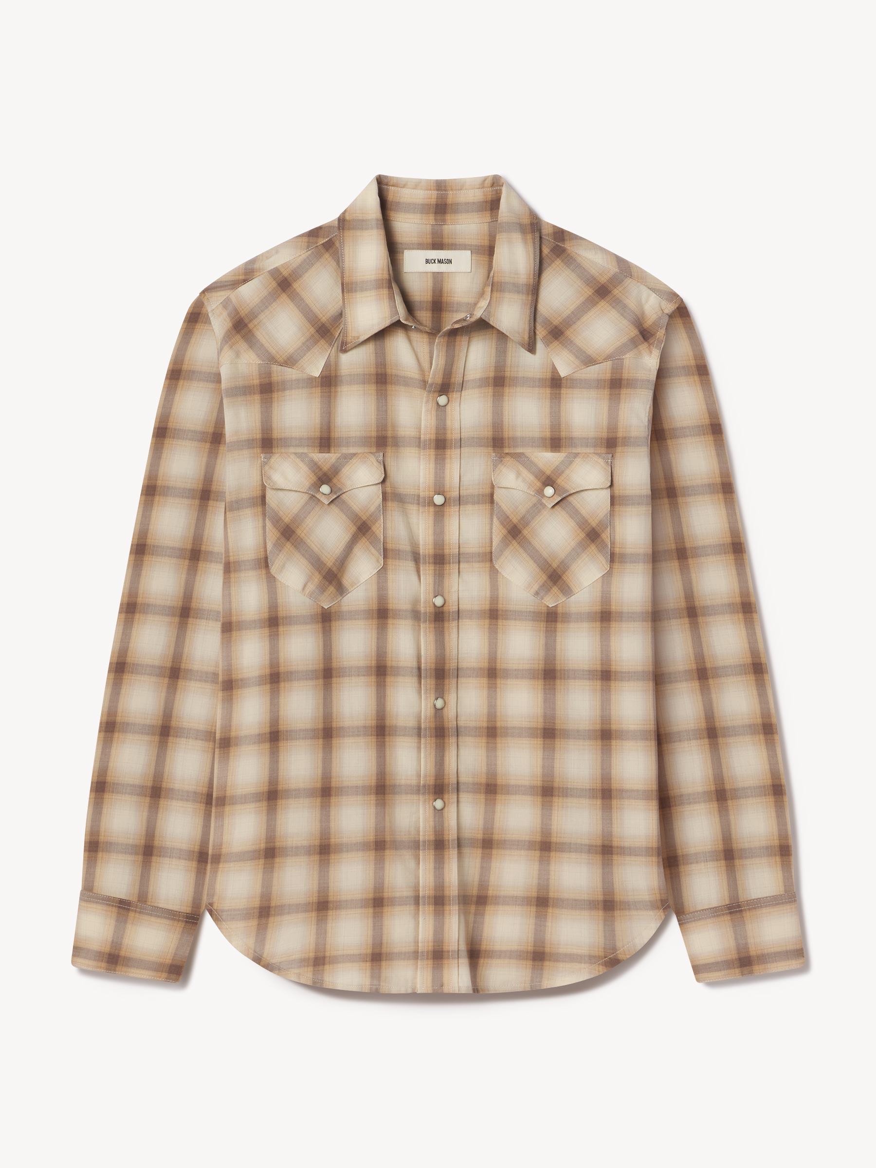 Brown Plaid Ombre Palomino Western Shirt Product Image