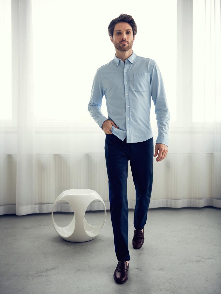 Men's Hybrid Sport Shirt - Chambray Stripe (MPS) Male Product Image